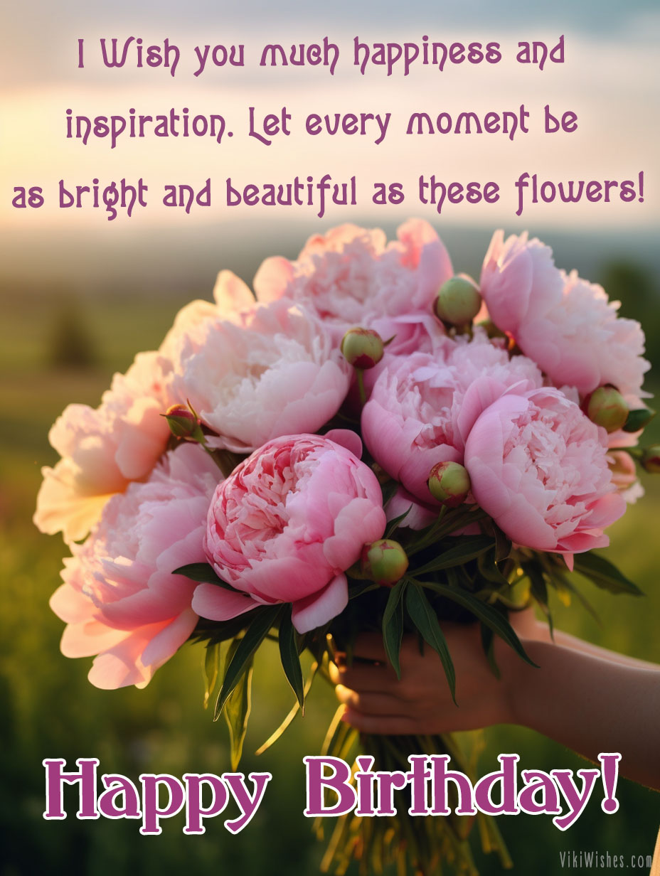 Bouquet of peony Image Blessing for a sister birthday