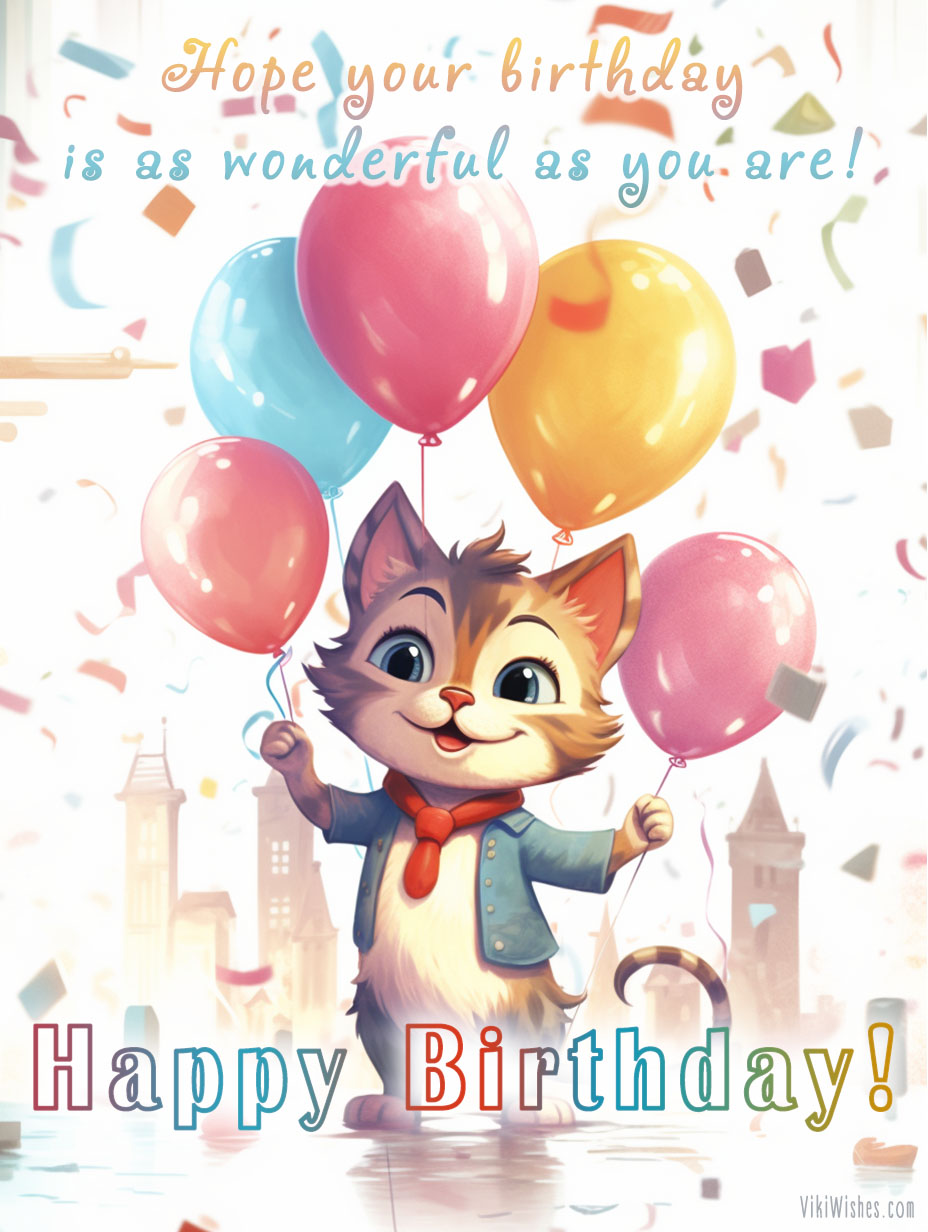 Cute Image for happy birthday greetings in cartoon style