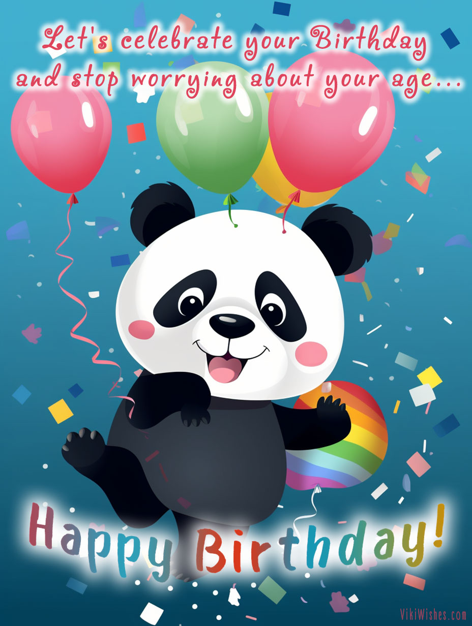 Cute cartoon panda on Happy Birthday Image