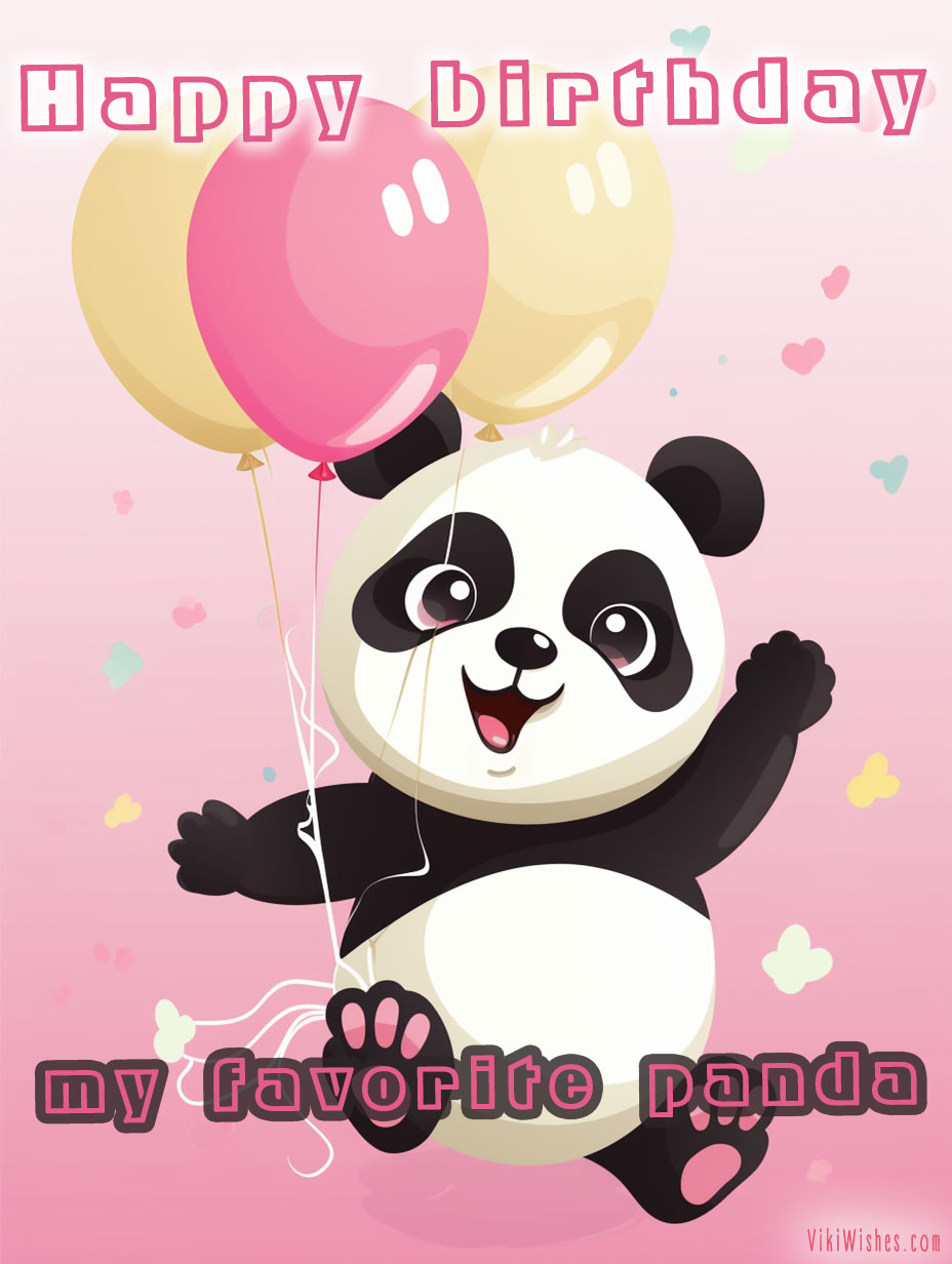 A cheerful panda wishes your daughter a happy birthday Image